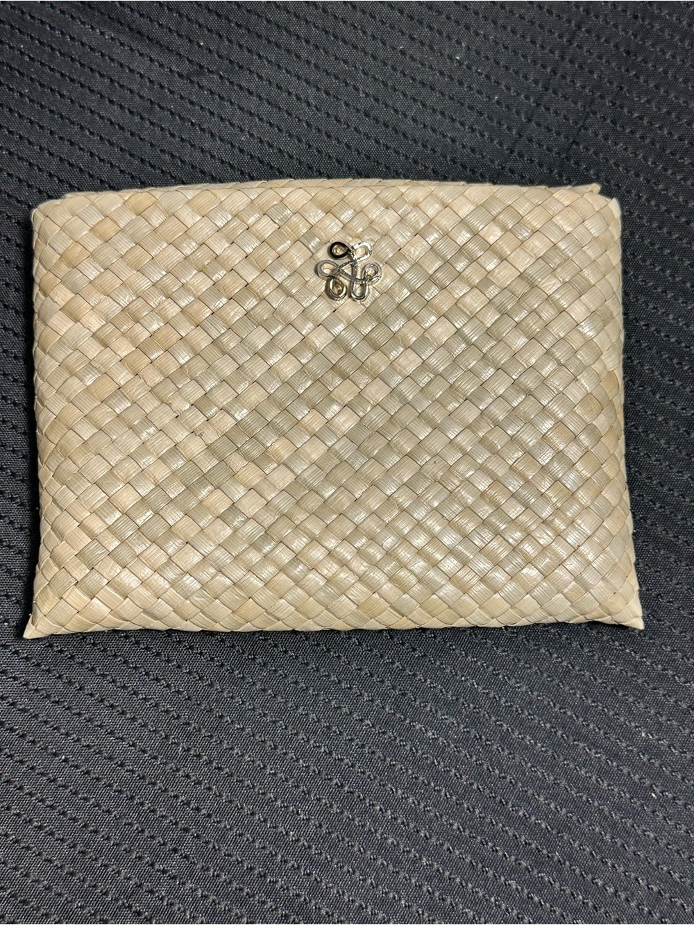 Woven Straw Zip Pouch - Natural
